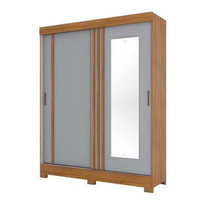 Ropero de 2 Puertas Corredizas con Espejo B353 Briz Nature | Off White | Gris