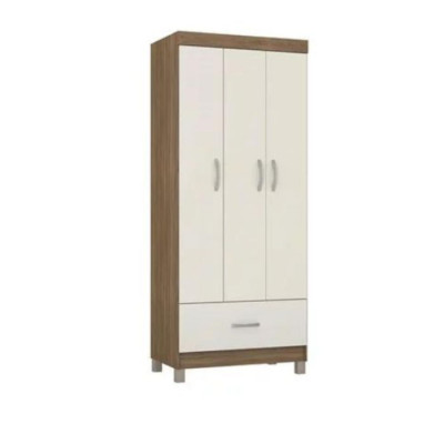 Ropero de 3 Puertas 1 Cajón Prince Amendoa Touch Off White