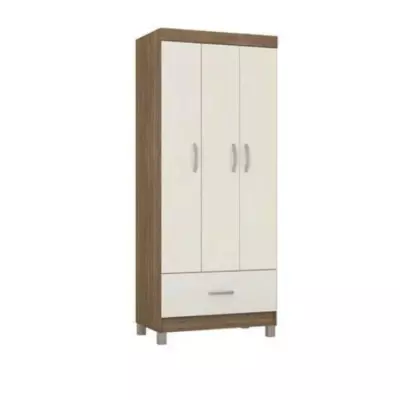 Ropero De 3 Puertas 1 Cajón Prince Amendoa Touch Off White