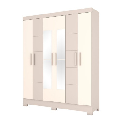 Ropero de 6 Puertas con Espejo B73 Briz Cristal | Off White