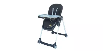 Silla De Comer Para Bebé Tatiki Moderna Negro Con Reposapiés