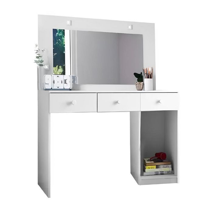 Tocador con Espejo y 3 Cajones Condessa Fiorello Blanco