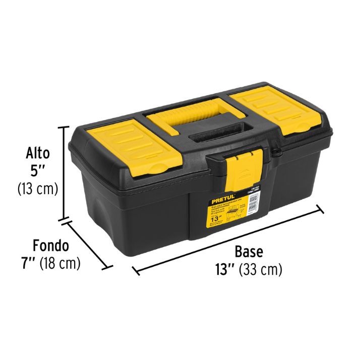 Caja de Herramientas Pretul Plástica 13" (33cm) Negro