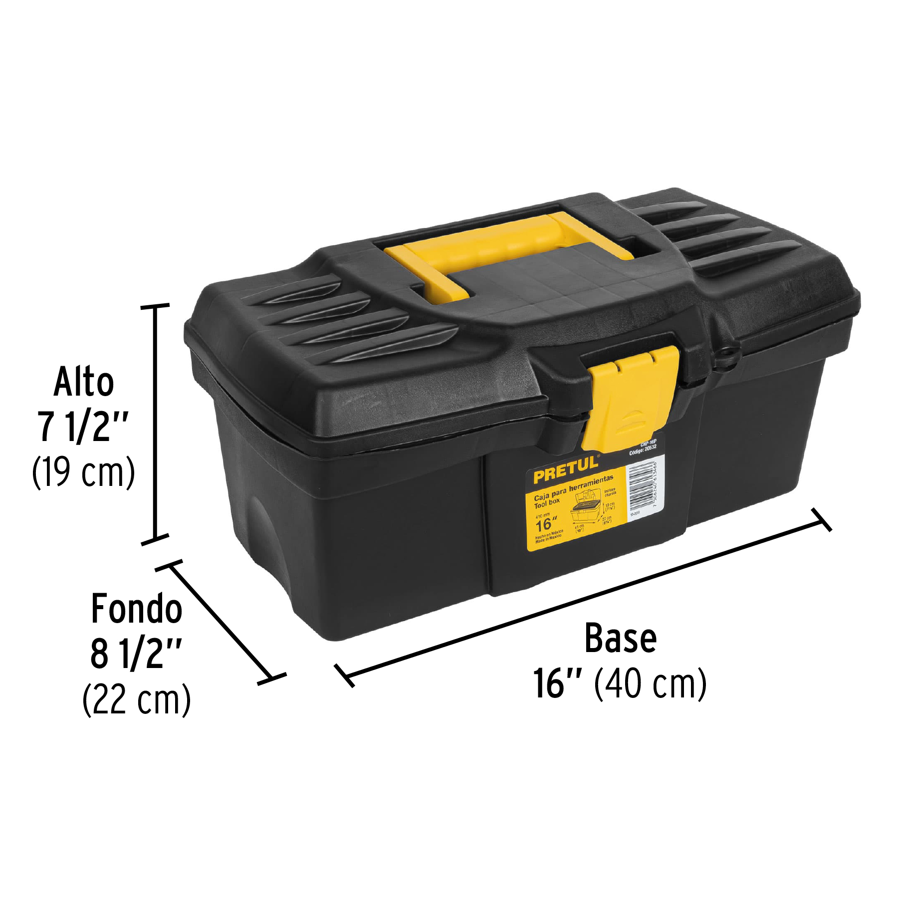 Caja de Herramientas Pretul Plástica 16" (41 cm) Negro